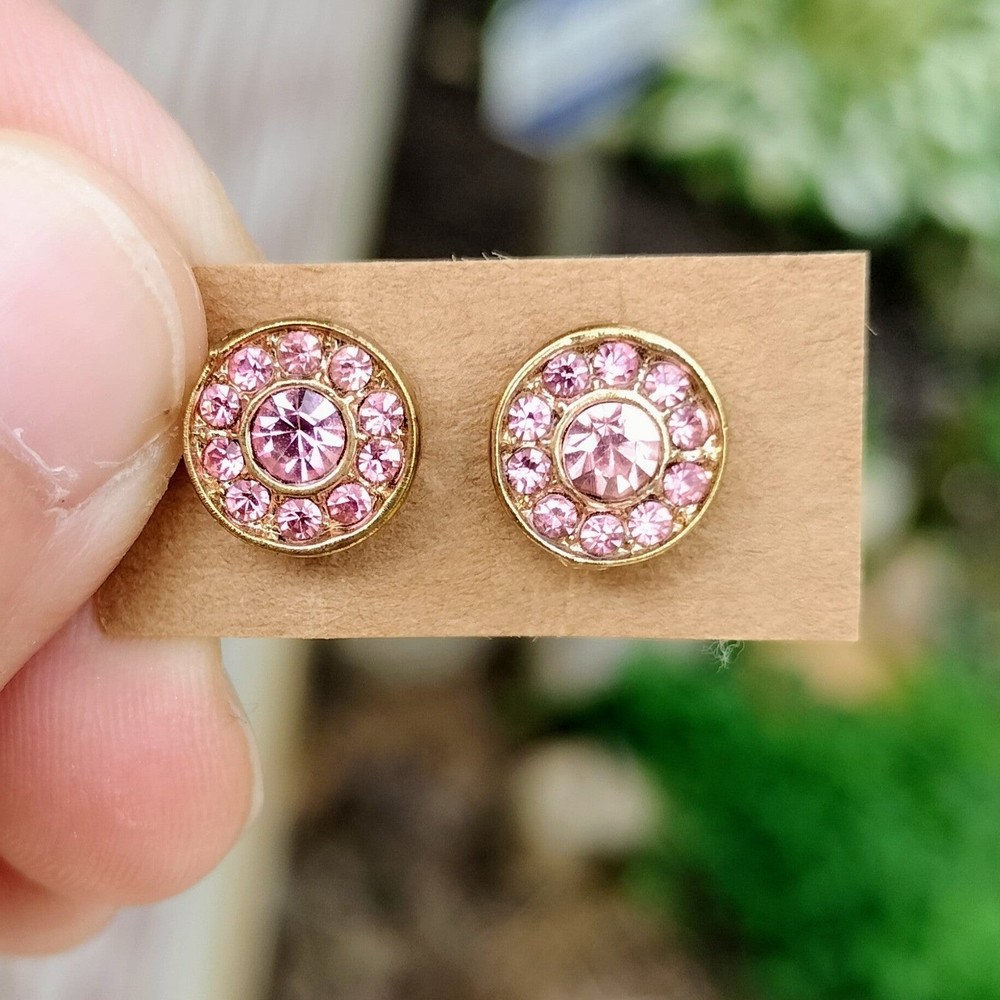 Pink Rhinestone Stud Earrings